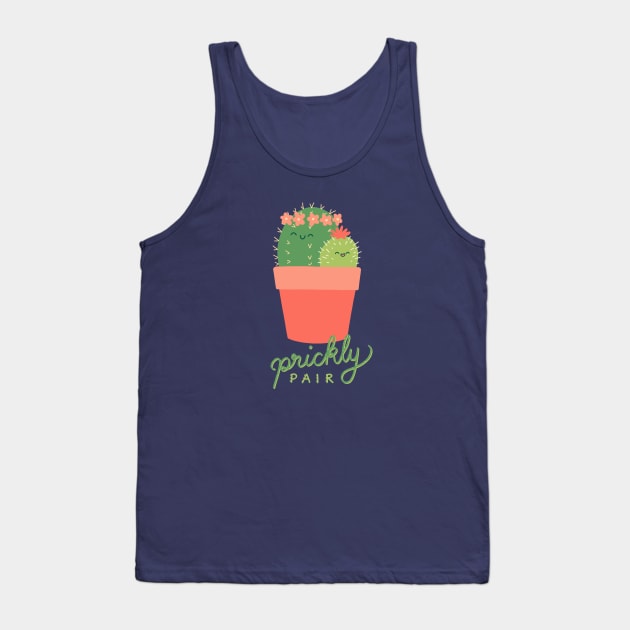 Prickly Pair Cactus Couple Tank Top by Abbilaura